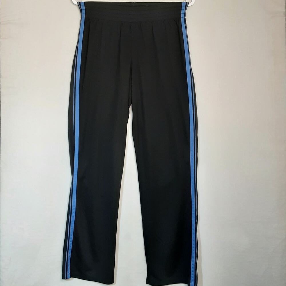 💎Champion Mens Track Pants Small Black Blue Side Stripes